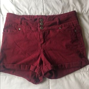 High waisted button shorts